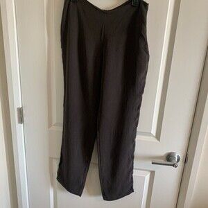 EILEEN Fisher 100% Silk Women Solid Brown Relaxed Straight Leg Pants Size M